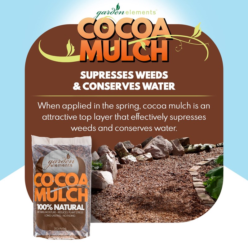 Garden Elements 100% Natural Cocoa Bean Shell Mulch for Gardens,