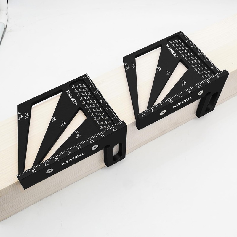 ViewReal Multi-Angle Measuring Ruler,3D Woodworking Square, 22.5-90 Degree Aluminum Alloy