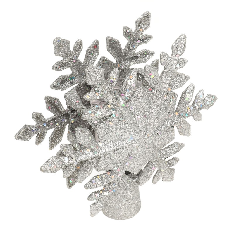 Silver Snowflake Christmas Tree Topper Lighted 3D PVC Christmas Tree