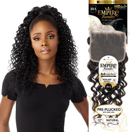 Sensationnel Empire bundle 4x4 closure - water deep 12 inch HD lace large free parting lace frontalclosure unprocessed human hair weave (NATURAL)