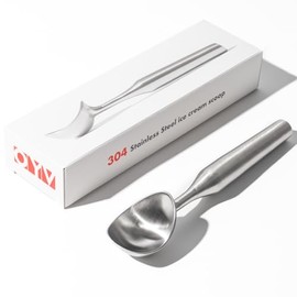 OYV - Cuchara de helado de acero inoxidable plateado, mango ergonómico, apto para lavaplatos, 1 unidad