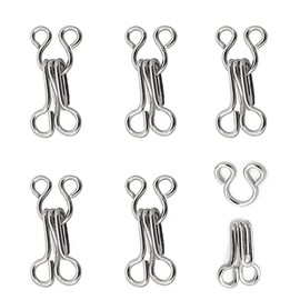 Set de 100 cierres de gancho y ojal de metal plateados de Honbay de 17mm para brasier y ropa
