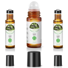 Leczhmyo Organic Castor Oil Roll on for Belly, Face, Body, Under Eyes– Certified Organic, Cold Pressed, Hexane Free, Unrefined – 3 Glass Bottle Pure Roller Ball Castor Oil to Moisturize Skin, Lips
