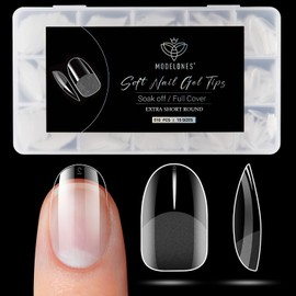 modelones Puntas Redondas Ovaladas Cortas - 500Pcs Pre-Formado Medio Mate Cubierta Completa Uñas Postizas Gel No Archivado para Extensión de Uñas Art Salón de Diy, 10 Tamaños