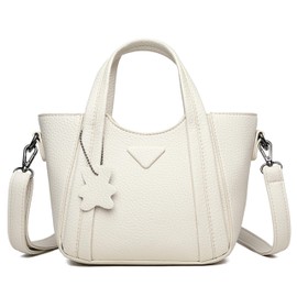 Soft Vegan Leather Shoulder Handbag Crossbody Hobo Bag For Women With Bear Pendant.