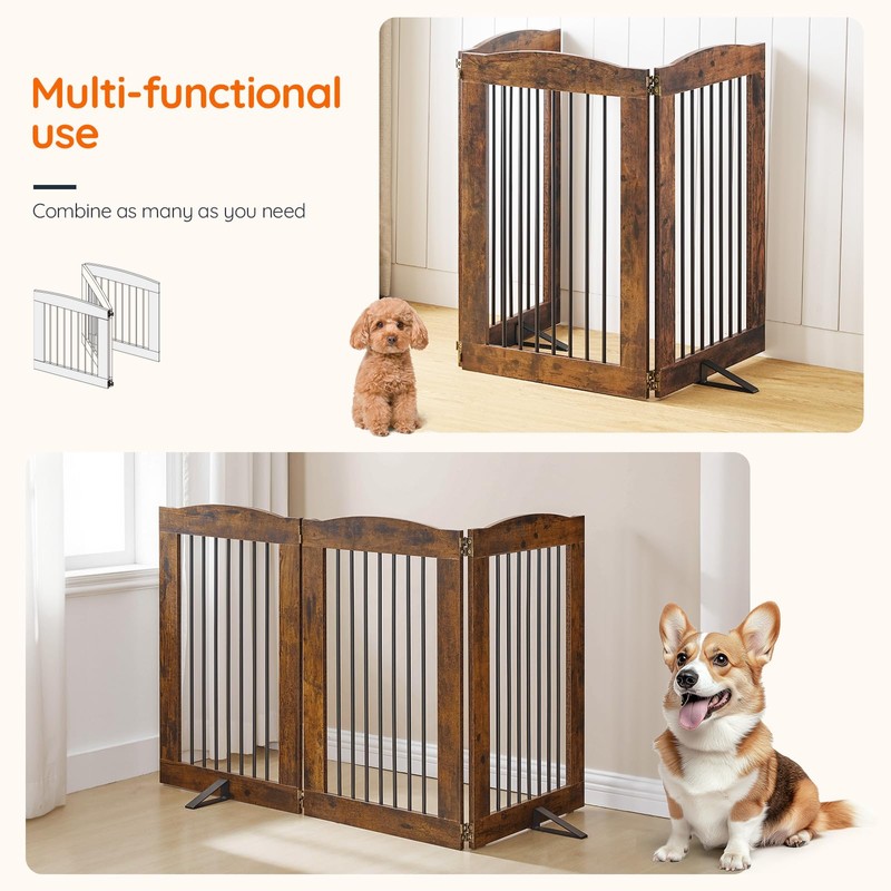 HOOBRO Indoor Dog Gate with Support Feet, Freestanding Pet Gate