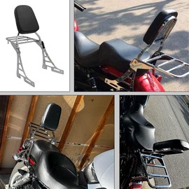Sissy Bar Backrest + Luggage Rack Compatible For Harley-Davidson Sportster XL 883 1200 Nightster Forty Eight 2004-2013 (Chrome)