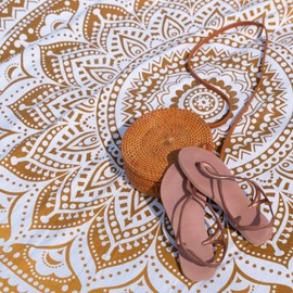 MOMOMUS Sandfree Extra Large Beach Towels for Adults - Mandala Style, Lightweight and Familiar - Sandproof Beach Blanket - Brown, 210 x 230 cm