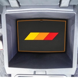 LOCOY Center Console Liner for Toyota Tacoma Accessories 2024 2025 Double Cab, for 4Runner 2025 Cup Holder Mat, Tricolor Coaster Interior, Door Pocket Pad, Rubber Decoration Insert (Orange Trim)