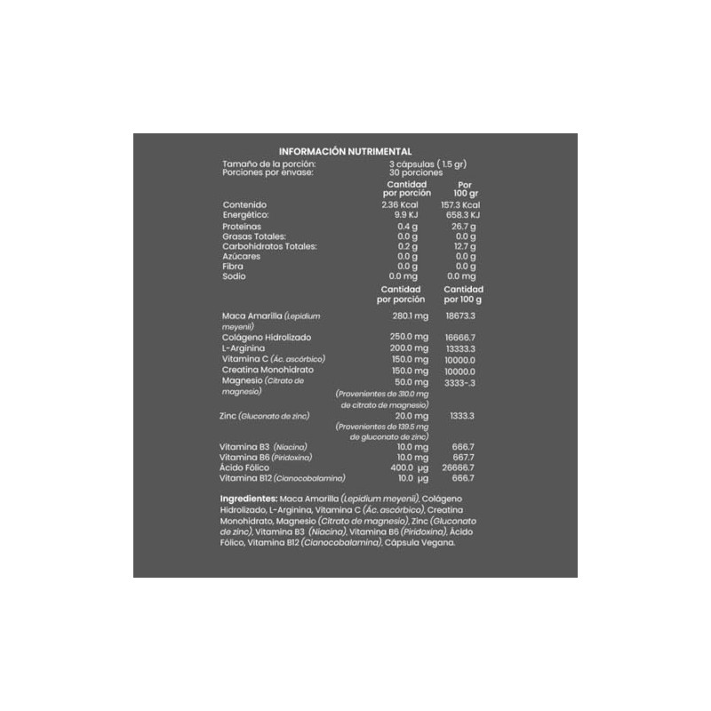 Suplemento Multicomponente Hombre - Maca, Colágeno, Creatina, Vitaminas y Minerales