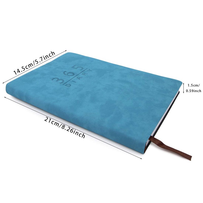 2022 A5 Diary Book with Tabs Soft Leather Blue Cover
