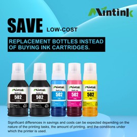 502 Ink Bottles Replacement for Epson 502 T502 Refill Ink Bottles Compatible with Epson EcoTank ET-2850 ET-3850 ET-2760 ET-4760 ET-3760 ET-2700 ET-4750 ET-3700 ET-2750 ET-3750 ET-3710 Printer