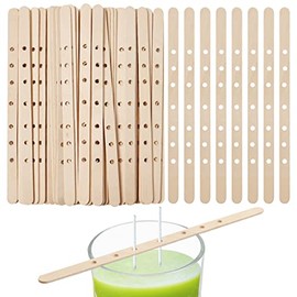 Anjmd 100 PCS Wooden Candle Wick Holders 7inch Candle Wick Bars 7 Holes Candle Wick Holder Clips Wick Clips Centering Tools Wick Holders for Large, Multiwick Candles for DIY Candle Making