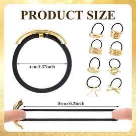 Pack of 6 Gold Metal Hair Ties, Metal Geometric Elastic Hair Ties, Geometric Golden Scrunchies, Metal Hair Scrunchies, Suitable for Any Style and Outfit