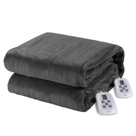 HEYNEMO Electric Blanket Queen Size with Dual Control, Heated Blanket for 89°F-108°F 10 Heating Levels Heating Blanket with 1-12 Hours Auto Shut Off, Grey