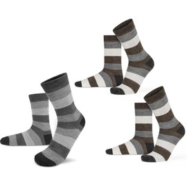 normani 6 Pairs of Ringed Alpaca Wool Socks Winter Socks Unisex Fine Knitted, Soft