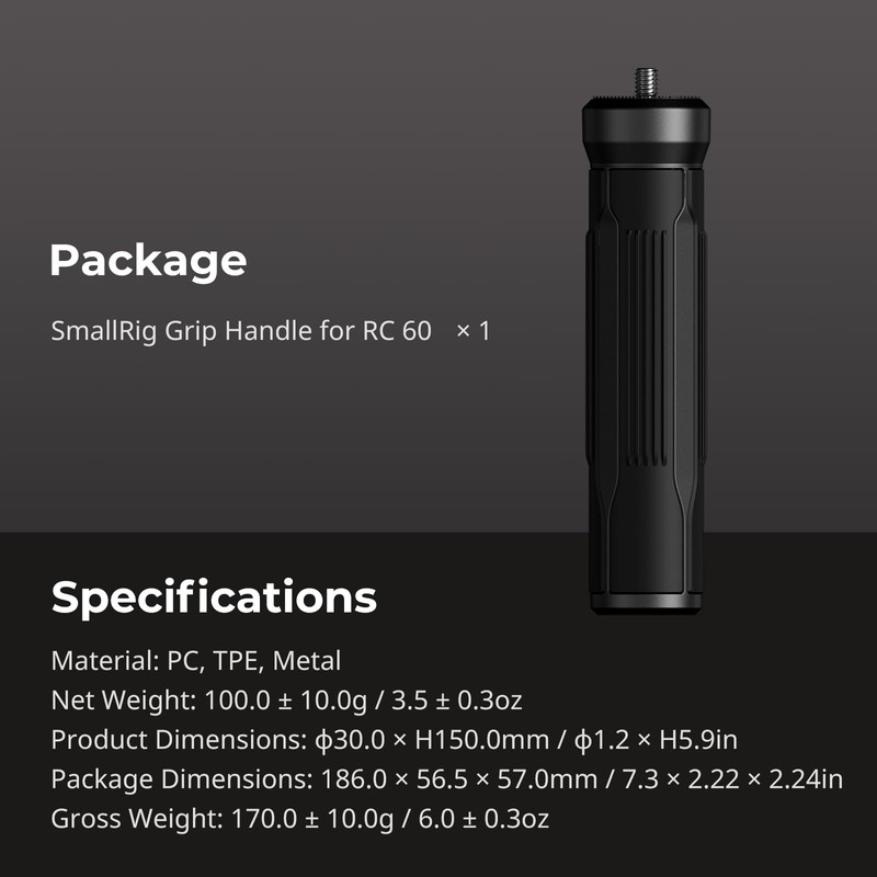 SMALLRIG Grip Handle for RC 60B, Enables Mobile Lighting, with