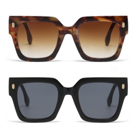 MUTOTNNG Fashion Women’s Sunglasses Oversized Frame, UV400 Protection for Daily/Outdoor/Travel, Trendy Accessories for Women (leopard gradient brown+black gray)