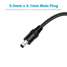 Fancasee 16AWG DC Power Pigtail Cable, 5.5mm x 2.1mm DC Barrel Male Plug Jack Connector to Bare Wire Power Supply Adapter Repair Cord for CCTV Surveillance Security Camera LED Strip, 1FT