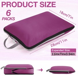 Hosuly 6 Pcs Large Compression Packing Cube Bag Travel Expandable Space Saving Organizers for Luggage Storage(Purple,17.3 x 12.6'')