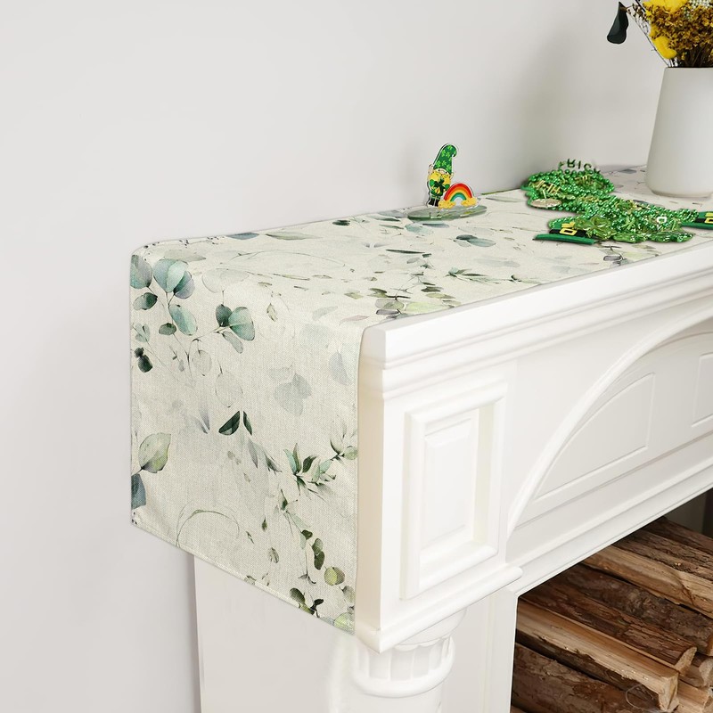 LOMOHOO Table Runners Summer Green Eucalyptus Leaves Table Runner 13x72