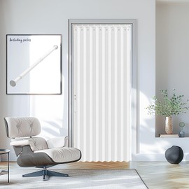 AJAZZ Magnetic Door Curtain Accordion Doors Interior Invisible Closet Curtains for Open Closet, for Bedroom Living Room Doorway Curtain Sets Included Rod (1 Pack, 43W x 78 L, White)