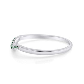 AFFY Round Cut Simulated Emerald Curved Wedding Band Ring in 14k White Gold Over Sterling Silver