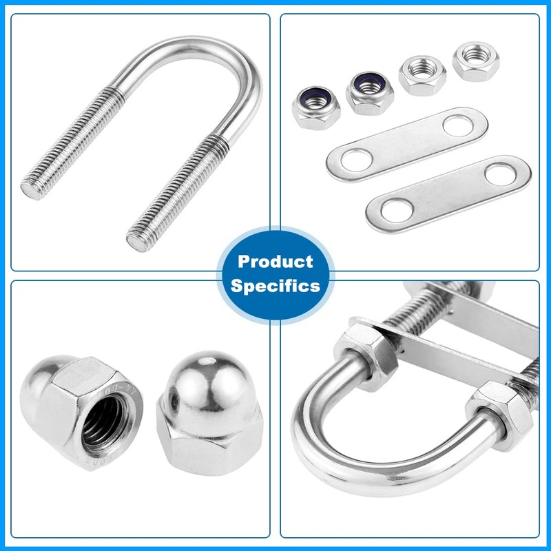 2pcs Marine Boat Stern Bow Eye Tie Down U-Bolt Rigging