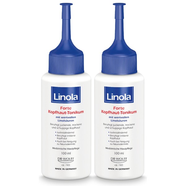 Linola Forte Scalp Tonic - 2 x 100 ml | Scalp Care for Itchy, Dry and Flaky Scalp | Relieves Itching and Light Inflammation | Also Suitable for Tendency to Eczema