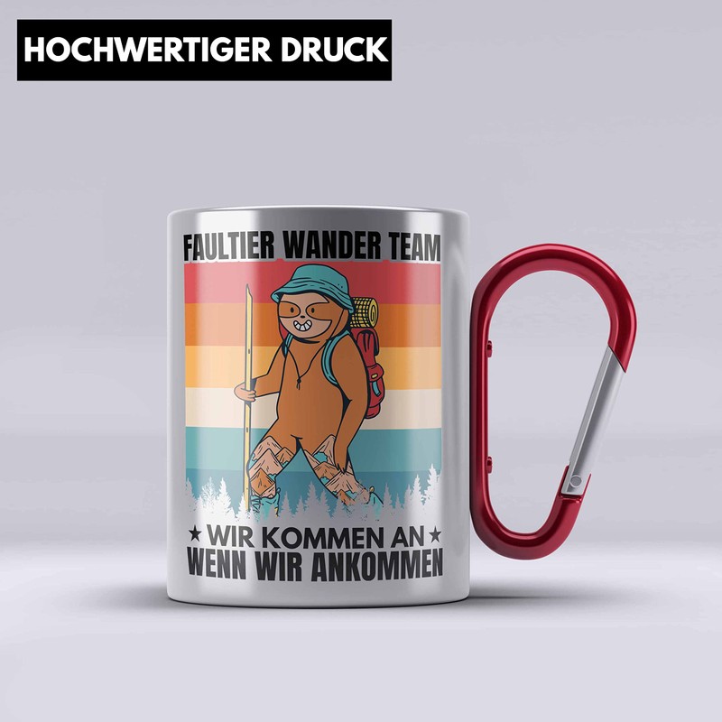 Trendation - Sloth Stainless Steel Cup Carabiner Gift Sloth Hiking