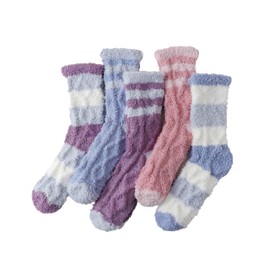 TEHOOK Warm Cozy Gifts Stuffers, Winter Soft Fluffy Thick Fuzzy Socks for Women(Blue Pink Purple)
