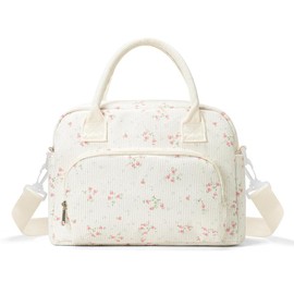 MEXS Lunch Bag Tote Bag Lunch Organizer Lunch Holder Insulated Lunch Cooler Bag 11L for Picnic Office for Women/Men:_Pink peach blossoms