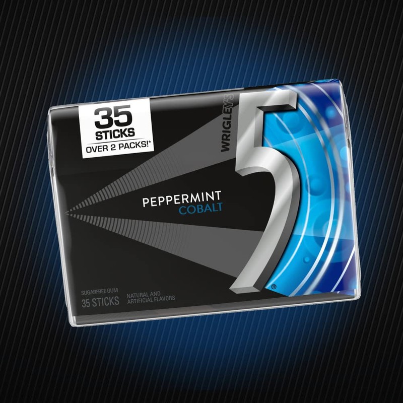 5 GUM Peppermint Cobalt Sugar Free Gum, 35-Stick Pack, 6