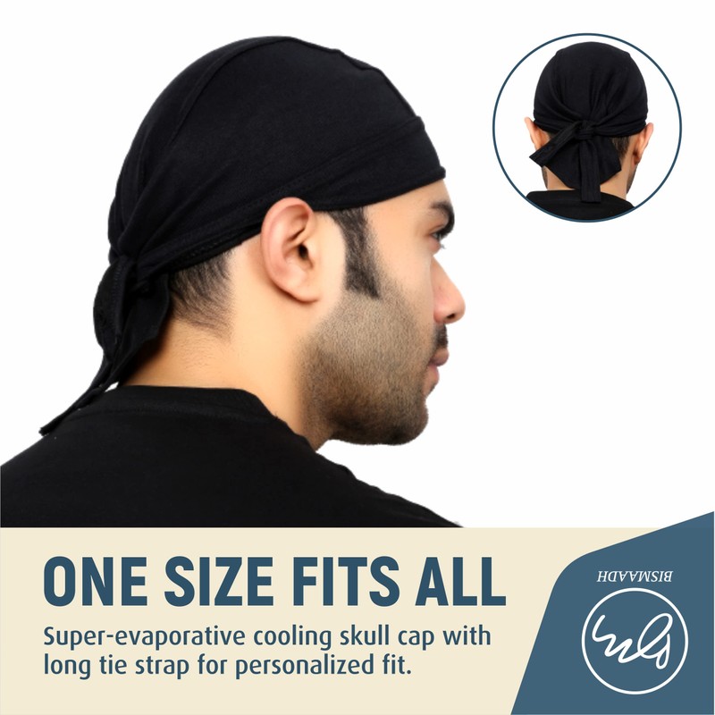 BISMAADH 4 Pack Cotton Doo Rags Helmet Liner Beanie Skull