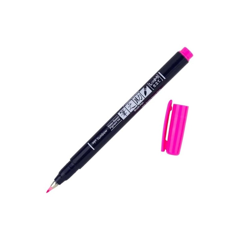 Tombow Fudenosuke Brush Pen - Pink Neon, Hard Tip