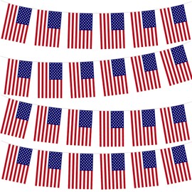 10m/32.8ft America Flags Bunting with 30 Flags for Oly 2024 Decorations,American Banner USA Bunting Flags for Oly 2024,Indoor Outdoor Sports Events Football,American Party Decorations