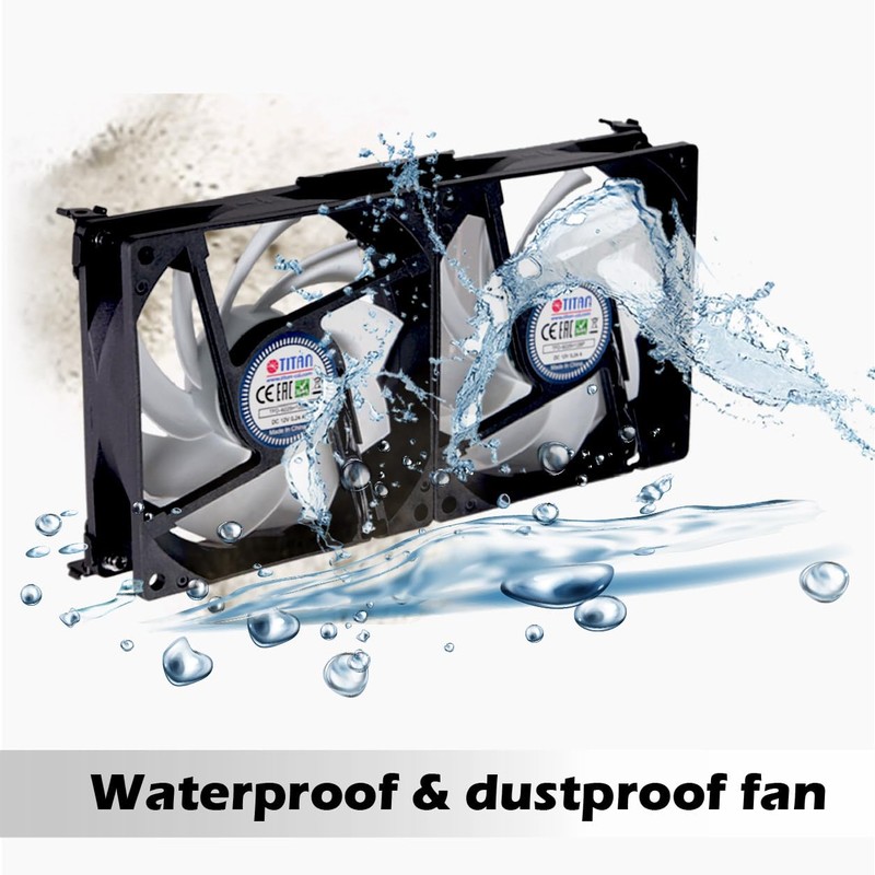 TITAN- 12V DC IP55 Waterproof Double Rack Mount Ventilation Cooling