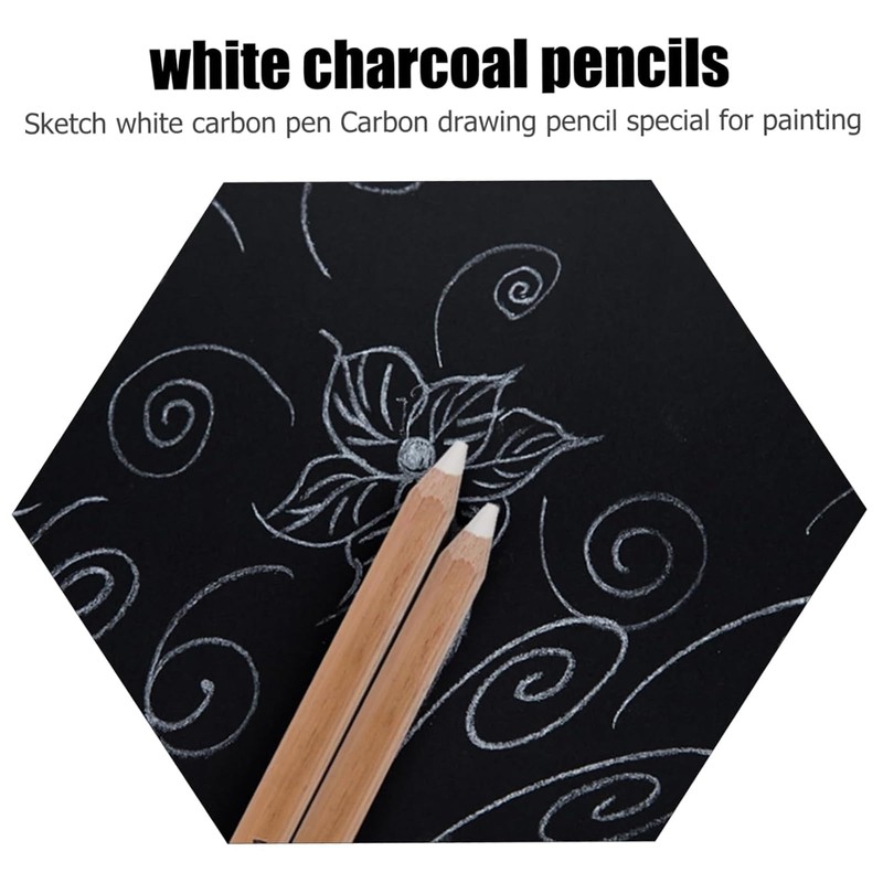 Omeblos White Charcoal Pencil, Charcoal Pencils Set, 2Pcs Sketch Highlight