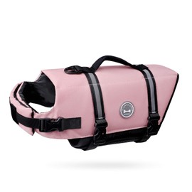 VIVAGLORY Ripstop Dog Life Jacket for Small Medium Large Dogs Boating, Dog Swimming Vest with Enhanced Buoyancy & Visibility, Sakura Pink
