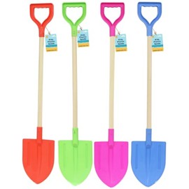 Electoys Kids Spade 72cm Plastic Shovel | Wood Shaft Beach Spades Sand Pit Accessories | Garden Digging Spade for Children | Soil Scoop Sand Seaside Sandpit Toys for Kids | Assorted Colour | 4 Pack