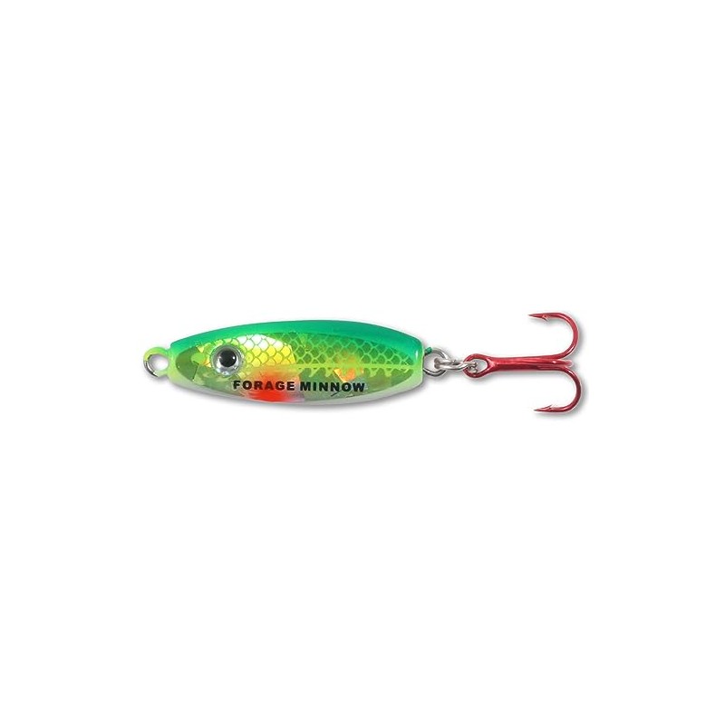 Northland FMS3-20 Forage Minnow Jig'n Spoon, 1/8-Ounce, Super-Glow Perch