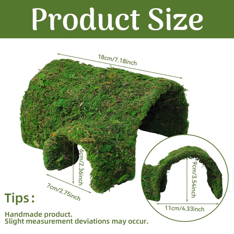 Hollima Reptile Tunnel Cave Hide, Handmade Shelter for Gecko Snake