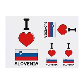 Azeeda 4 x 'I Love Slovenia' Temporäre Tattoos - Wasserfest, Hautfreundlich & Ungiftig · Transfers in Verschiedenen Größen (TO00054363)