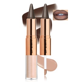 2 in 1 Gradient Lip Liner and Matte Lip Gloss Combo,Cocoa Nude,Achieve Flawless Contour and Gradual Ombre Effect with Easy to Use Crayon Tip,Smudgeproof,Waterproof,Highly Pigmented for Women