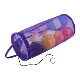 ZARSIO Mesh Knitting Bag Portable Yarn Wool Storage Bag for Carry Yarn Ball, Crochet Kits, Sewing Accessories (Purple)