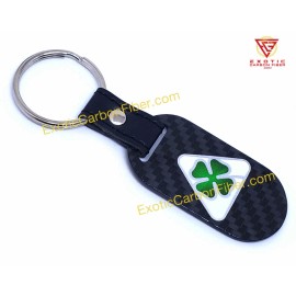 Exotic Carbon Fiber Alfa Romeo Quadrifoglio Logo and Script Carbon Fiber Key Fob 2x2 Gloss