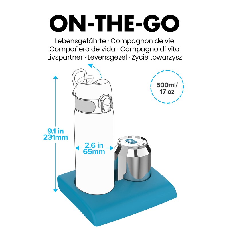Ion8 Vacuum Insulated Steel Water Bottle, 500ml, Leak Proof, One-Finger