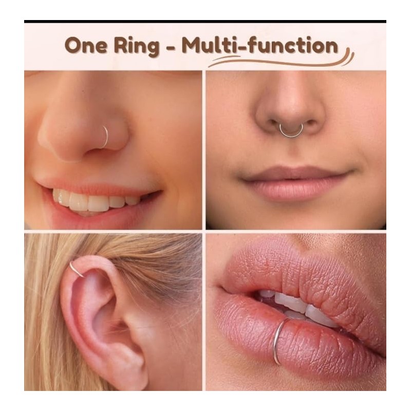 Zunesha Extra Thin Small 0.5mm Nose Ring Sterling Silver Diameter