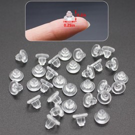 Zocita 200 Pcs Silicone Earring Backs, Safety Earring Backings Soft Clear Rubber Pads Bullet Clutch Stopper Replacement for Fish Hook Earrings Studs Hoops, Diameter 1/4"