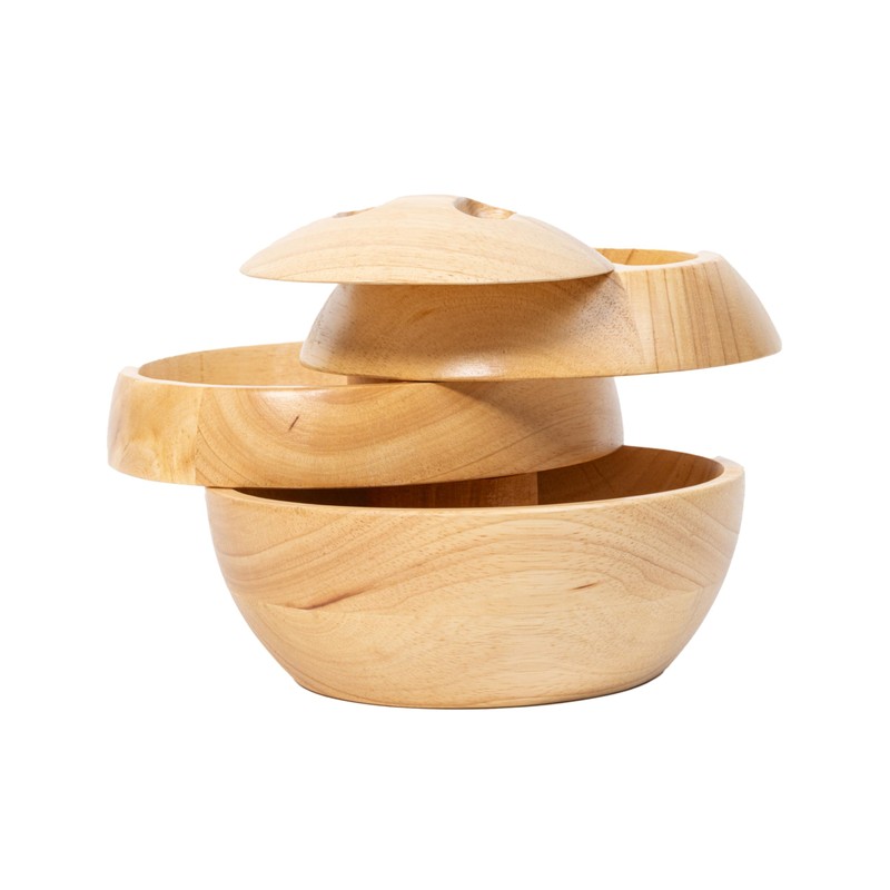 Tappas All-Natural Serving Container, Tiered Tray, Charcuterie, Sphere, Rubberwood